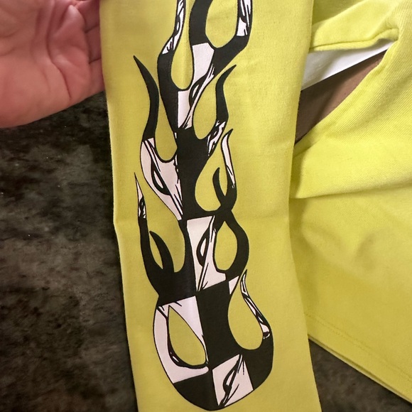 Chrome Hearts Graphic Yellow and Green Crop Top - Picture 1 of 11